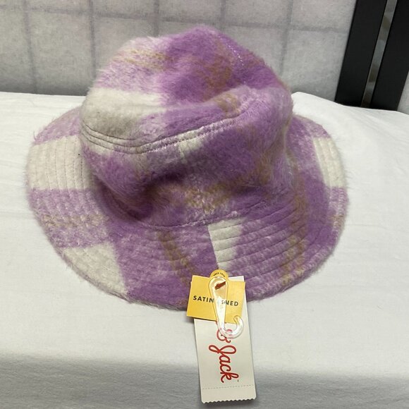 Cat & Jack Kid's Satin Lined Buffalo Plaid Fuzzy Wool Blend Bucket Hat NWT - Picture 7 of 9